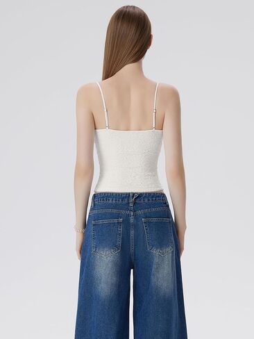 SUUKSESS Women Sexy Lace Padded Tank Tops Double Lined V Neck Y2k Going Out Top in Saudi Arabia