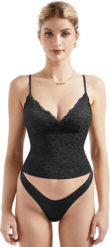 SUUKSESS Women Sexy Lace Padded Tank Tops Double Lined V Neck Y2k Going Out Top in Saudi Arabia