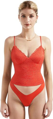 SUUKSESS Women Sexy Lace Padded Tank Tops Double Lined V Neck Y2k Going Out Top in Saudi Arabia