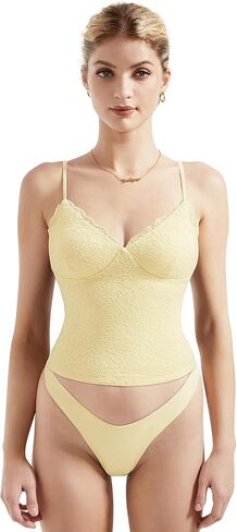 SUUKSESS Women Sexy Lace Padded Tank Tops Double Lined V Neck Y2k Going Out Top in Saudi Arabia