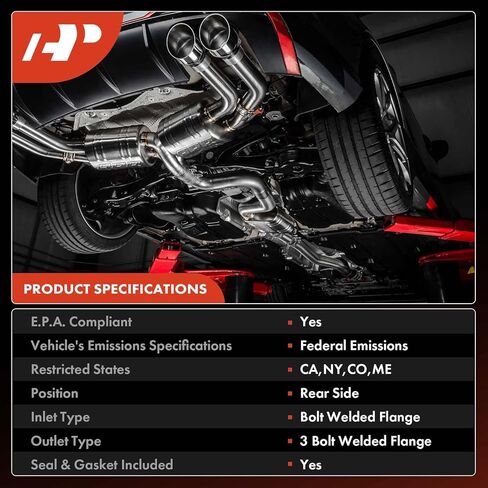 مجموعة المحول الحفاز الخلفي A-Premium متوافقة مباشرة مع Honda Accord 2013-2017 وAcura TLX 2015-2020، 2.4L، E.P.A. متوافق، ناقل حركة أوتوماتيكي in Kuwait