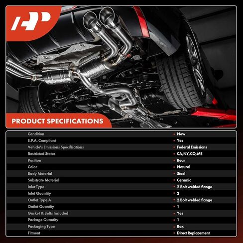 A-Premium Rear Catalytic Converter with Gasket Kit Direct-Fit Compatible with Buick LaCrosse 2013 2014 2015 3.6L, FWD, E.P.A. Compliant in Saudi Arabia