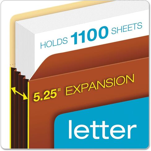 Globe-Weis/Pendaflex File Pockets, 5.25-Inch Expansion, Tyvek Gussets, Letter Size, Brown, 10 Pockets per Pack (63274) in Saudi Arabia
