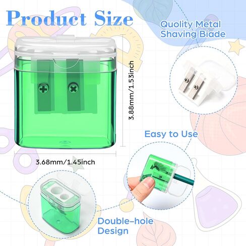 24 Pcs Irish Green Pencil Sharpeners Manual Double Hole Plastic Pencil Sharpener for Kids Classroom Home School Office (Irish Green) in Saudi Arabia
