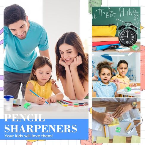 24 Pcs Irish Green Pencil Sharpeners Manual Double Hole Plastic Pencil Sharpener for Kids Classroom Home School Office (Irish Green) in Saudi Arabia