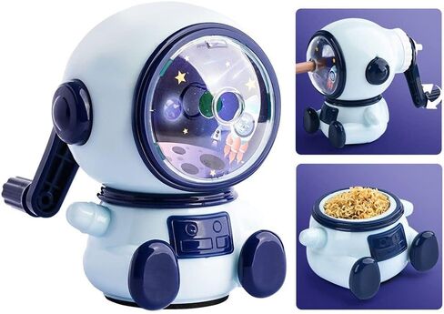 Cartoon Astronaut Pencil Sharpener Automatically Enters Lead Hand-cranked Mechanical Tool Third Gear Adjustable(Dark Blue) in Saudi Arabia