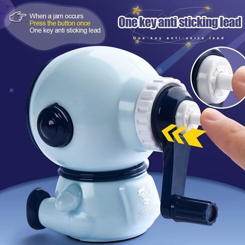 Cartoon Astronaut Pencil Sharpener Automatically Enters Lead Hand-cranked Mechanical Tool Third Gear Adjustable(Dark Blue) in Saudi Arabia