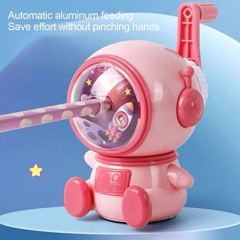 Cartoon Astronaut Pencil Sharpener Automatically Enters Lead Hand-cranked Mechanical Tool Third Gear Adjustable(Dark Blue) in Saudi Arabia