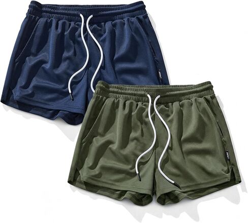 AIMPACT Mens Mesh Running Shorts 3 Inch Quick Dry Gym Athletic Workout Shorts for Men with Pockets（OliveGreen M） in Saudi Arabia