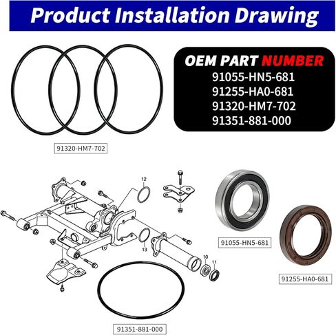 Rear Axle Wheel Bearings & Seal Kit for Honda Rancher 420 TRX420 Rubicon 500 520 Foreman 500/400/450 Rancher 350/400/420 TRX500 TRX450 TRX420 TRX350 TRX520 in Saudi Arabia