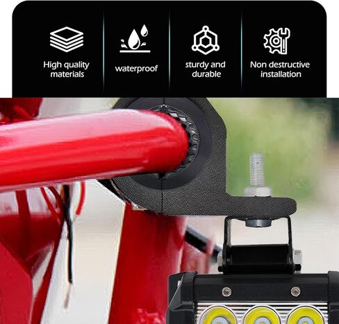 2 PCS Off-Road LED Light Mounting Bracket Bar Clamp Kits, Motorcycle Spotlight Mounting Bracket, Suitable for 22mm-30mm Roll Cage, Universal for Motorcycle ATV UTV in Saudi Arabia