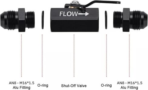 AN8 8AN Shut-off Valve with Aluminum Cable Lever - Black in Saudi Arabia