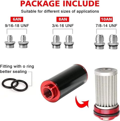 High flow inline filter 30 micron, can use AN6 AN8 AN10 adapter in Saudi Arabia