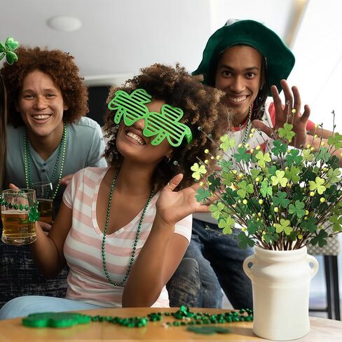 8 قطع ديكورات يوم القديس باتريك 16.5 بوصة من الخشب الاصطناعي شامروك يختار البرسيم على شكل فروع التوت الأخضر محظوظ البرسيم الزهور الجذعية الهدايا لمهرجان الأيرلندية الجدول المركزية ديكور المنزل in Kuwait