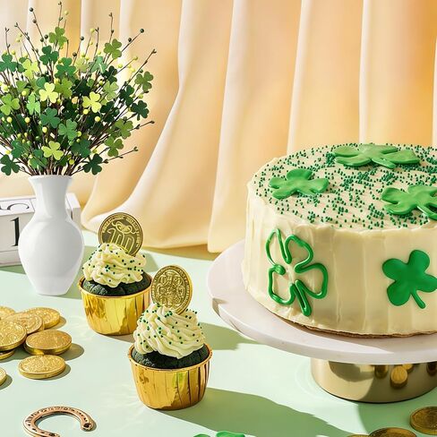 8 قطع ديكورات يوم القديس باتريك 16.5 بوصة من الخشب الاصطناعي شامروك يختار البرسيم على شكل فروع التوت الأخضر محظوظ البرسيم الزهور الجذعية الهدايا لمهرجان الأيرلندية الجدول المركزية ديكور المنزل in Kuwait