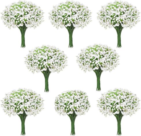 100Pcs Babys Breath Artificial Flowers-Gypsophila Babys Breath Flowers Artificial Bulk-White Real Touch Fake Flowers for Wedding Home Garden Decor in Kuwait