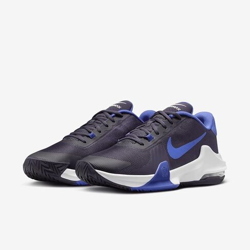 حذاء كرة السلة Nike Impact 4 (DM1124-500، زبيبي داكن/أبيض/أزرق فلكي) مقاس 8.5 in Saudi Arabia
