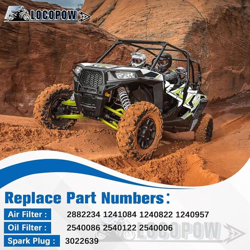 LOCOPOW 1241084 2540086 Air Filter & Oil Filter Kit with 3022639 Spark Plug for Polaris RZR 1000 XP XP4 / RZR Turbo S R Pro XP RS1 2014 2015 2016 2017 2018 2019 2020 2021 2022 2023#7082211 in Saudi Arabia