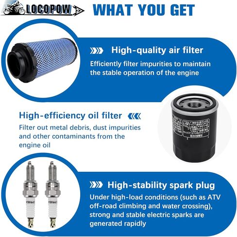 LOCOPOW 1241084 2540086 Air Filter & Oil Filter Kit with 3022639 Spark Plug for Polaris RZR 1000 XP XP4 / RZR Turbo S R Pro XP RS1 2014 2015 2016 2017 2018 2019 2020 2021 2022 2023#7082211 in Saudi Arabia