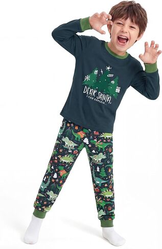 بيجامة للأطفال الصغار 100% قطن بيجامة للأطفال للأولاد والبنات طقم بيجامة بأكمام طويلة مكون من قطعتين طقم Pjs ملائم تمامًا 2T-6T in Kuwait