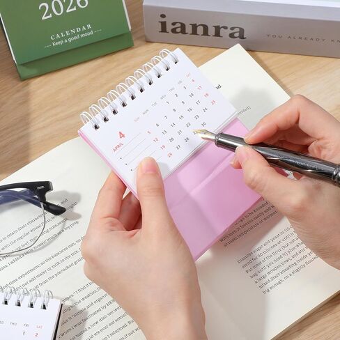 Small Desk Calendar 2026 Mini Calendar Standing Flip Desktop Calendar 2026 Metal Ring Binding, Cute Desk Calendar Compact Size for Home Office School, in Saudi Arabia