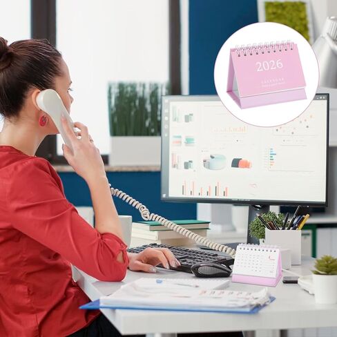 Small Desk Calendar 2026 Mini Calendar Standing Flip Desktop Calendar 2026 Metal Ring Binding, Cute Desk Calendar Compact Size for Home Office School, in Saudi Arabia