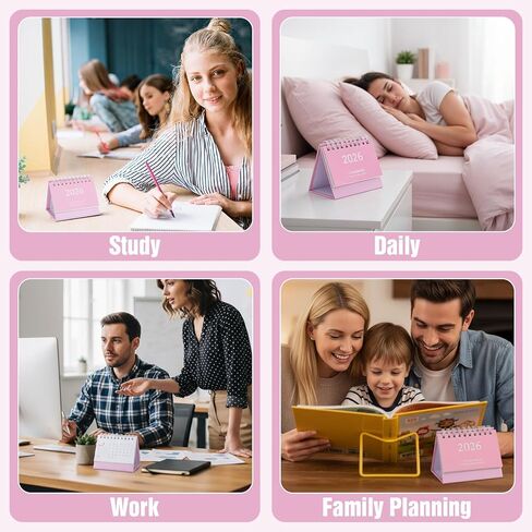 Small Desk Calendar 2026 Mini Calendar Standing Flip Desktop Calendar 2026 Metal Ring Binding, Cute Desk Calendar Compact Size for Home Office School, in Saudi Arabia