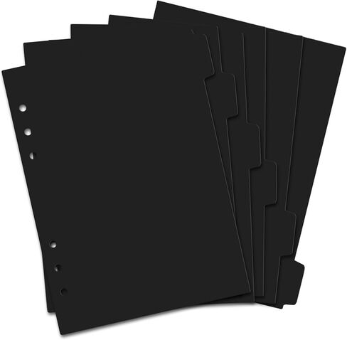 6 Pcs 6 Ring A5 Binder Plastic Divider Set 6-Tab A5 Planner Inserts Black Insertable Binder Dividers Plastic Index Divider for Notebooks Binders in Saudi Arabia