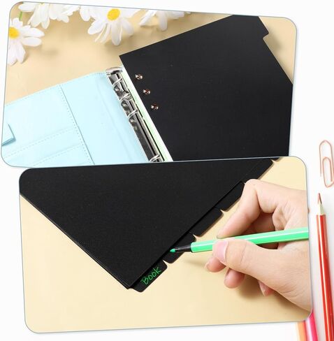 6 Pcs 6 Ring A5 Binder Plastic Divider Set 6-Tab A5 Planner Inserts Black Insertable Binder Dividers Plastic Index Divider for Notebooks Binders in Saudi Arabia