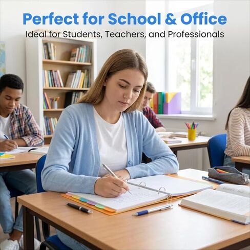 مجموعتان من 6 فواصل لعلامات التبويب مع علامات تبويب - فواصل بلاستيكية لـ 3 حلقات - كتابة ومسح علامة تبويب كبيرة، وفواصل موضوعية لأجهزة الكمبيوتر المحمولة والمجلدات والمنظمات، ملونة in Kuwait
