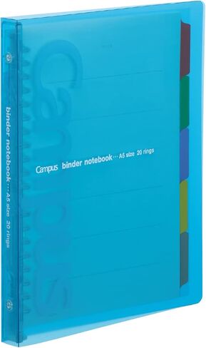 Kokuyo Campus Slide Binder with 5 Tab Dividers, Slim Type, A5, 20 Holes, Up to 65 Sheets, Blue, Japan Import (RU-P133NB) in Saudi Arabia