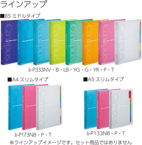 Kokuyo Campus Slide Binder with 5 Tab Dividers, Slim Type, A5, 20 Holes, Up to 65 Sheets, Blue, Japan Import (RU-P133NB) in Saudi Arabia