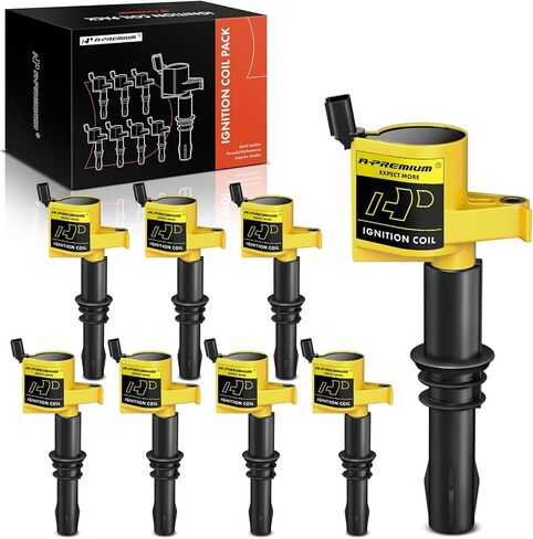 A-Premium Set of 8 Ignition Coil (Red) Compatible with Ford, Lincoln, Mercury - 4.6L, 5.4L, 6.0L - F-150, F-250, Expeditin, Explorer, Mustang, Navigater in Saudi Arabia