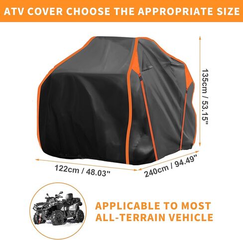 غطاء X AUTOHAUX ATV لـ Can-am OUTLANDER MAX XT DPS/XT-P مقاوم للماء 4 عجلات غطاء رباعي للحماية من تخزين المطر في الهواء الطلق 210D-PU أسود 240x122x135 سم/94.5x48x53.2in in Kuwait