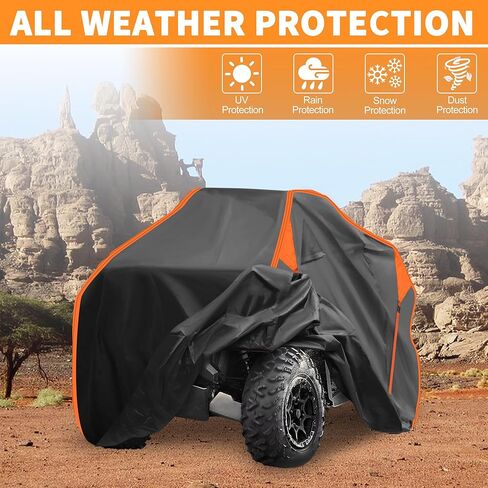 غطاء X AUTOHAUX ATV لـ Can-am OUTLANDER MAX XT DPS/XT-P مقاوم للماء 4 عجلات غطاء رباعي للحماية من تخزين المطر في الهواء الطلق 210D-PU أسود 240x122x135 سم/94.5x48x53.2in in Kuwait