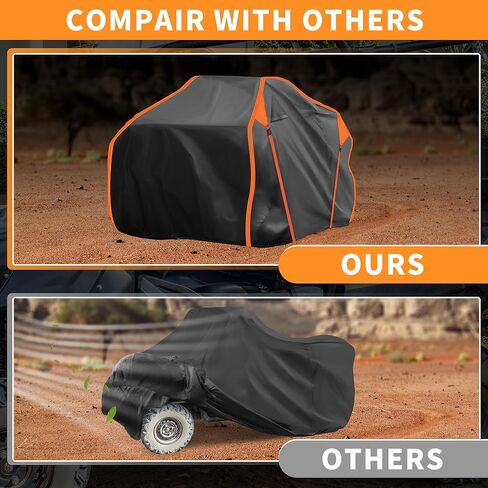 غطاء X AUTOHAUX ATV لـ Can-am OUTLANDER MAX XT DPS/XT-P مقاوم للماء 4 عجلات غطاء رباعي للحماية من تخزين المطر في الهواء الطلق 210D-PU أسود 240x122x135 سم/94.5x48x53.2in in Kuwait