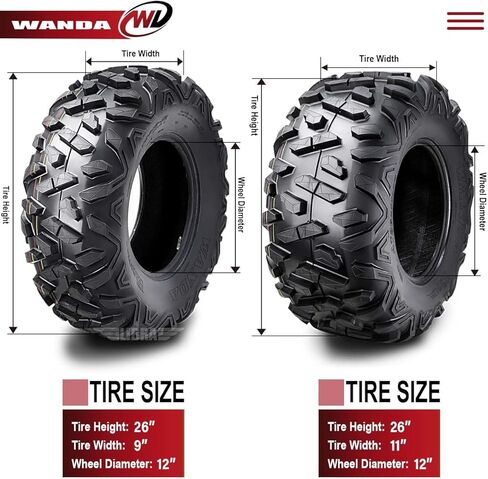 WANDA 4 Radial ATV Tires 26x9R12 & 26x11R12 for 2016 Polaris Ranger 570 6 EPS Crew/XP in Saudi Arabia