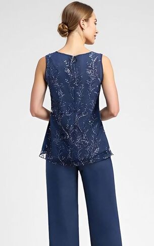 Chiffon Appliques Mother of The Bride Pant Suits 3 Pieces Women Formal Wedding Dress with Jacket in Saudi Arabia