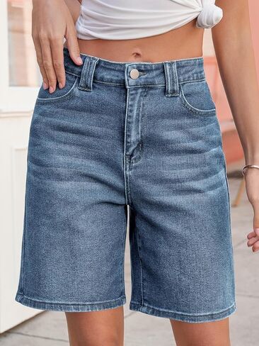 Tankaneo Womens Baggy Jorts Denim Bermuda Shorts Knee Length High Waisted Wide Leg Y2k Loose Long Jeans Shorts in Saudi Arabia