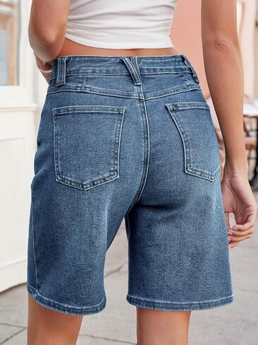 Tankaneo Womens Baggy Jorts Denim Bermuda Shorts Knee Length High Waisted Wide Leg Y2k Loose Long Jeans Shorts in Saudi Arabia