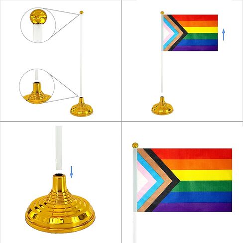 wxtwk 12 حزمة التقدم فخر قوس قزح مكتب العلم صغير صغير مثلي الجنس LGBT أعلام الجدول مع قاعدة الوقوف، قوس قزح ماردي غرا مهرجان الأحداث الاحتفال الزينة in Kuwait