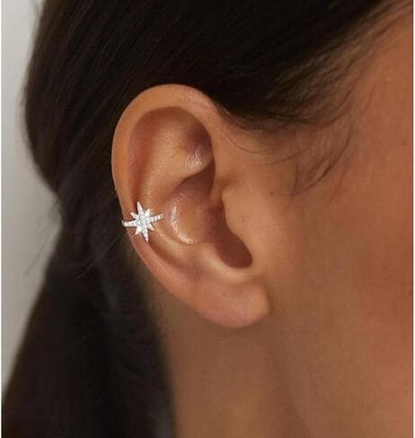 "A pair Star Ear Cuff Earrings for Women, Dainty Sliver Non Piercing Tiny Cartilage Cuff Earring Boho Trendy Northstar Starburst Ear Set Jewelry Gift for Women" in Saudi Arabia