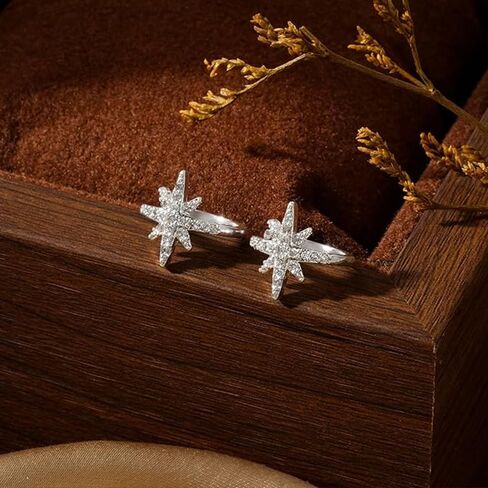 "A pair Star Ear Cuff Earrings for Women, Dainty Sliver Non Piercing Tiny Cartilage Cuff Earring Boho Trendy Northstar Starburst Ear Set Jewelry Gift for Women" in Saudi Arabia