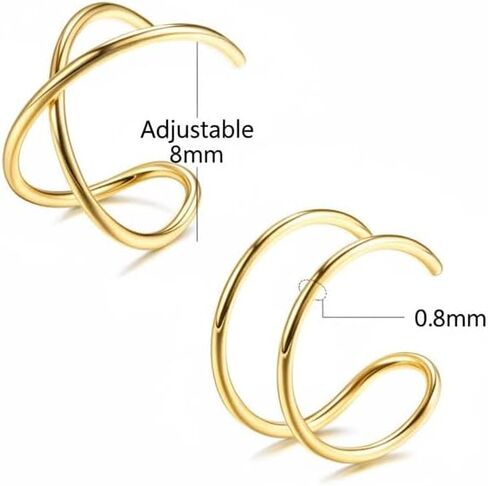 2 PCS Adjustable Non - Piercing Fake Helix Cartilage Ear Cuffs, Stylish in Saudi Arabia