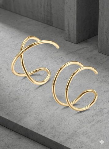 2 PCS Adjustable Non - Piercing Fake Helix Cartilage Ear Cuffs, Stylish in Saudi Arabia