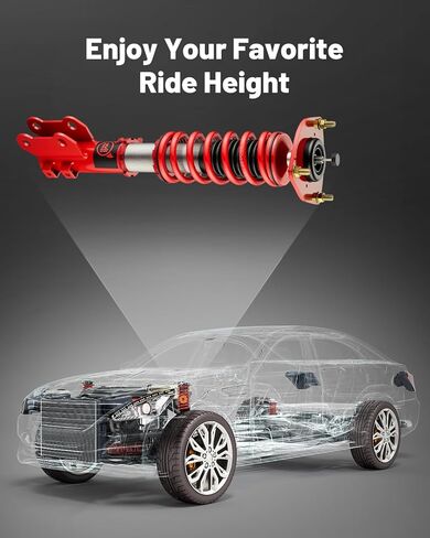 EVIL ENERGY Coilovers Compatible for Hyundai Elantra Sedan (AD) 2017-2020, Height Adjustable Coilovers Lowering Kit with 32-Level Damper Adjustment, Red in Saudi Arabia