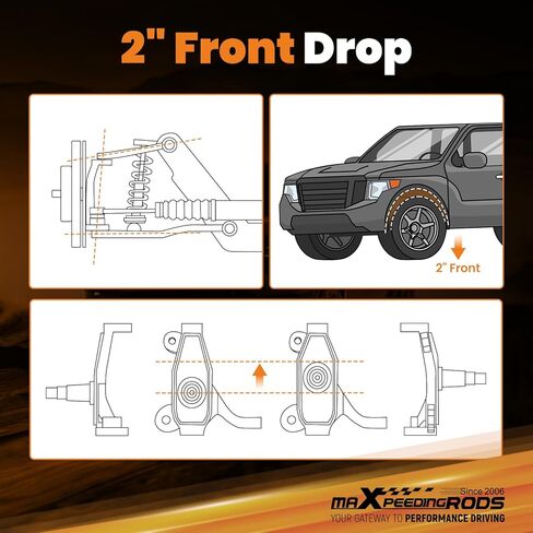 مغزل maxpeedingrods مقاس 2 بوصة لسيارة Chevy Silverado/GMC Sierra 1500 (جميع الكابينة) 2WD فقط 2007-2016.5، مجموعة خفض أمامية in Saudi Arabia