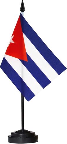 Cuba Deluxe Desk Flag Set - 6 x 4 Inch Miniature Cuban Desktop Flag with 12" Solid Pole - Vivid Color and Fade Resistant - Black Base and Spear Top in Saudi Arabia