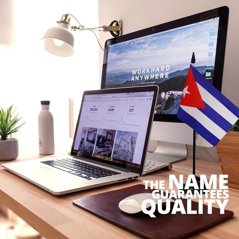 Cuba Deluxe Desk Flag Set - 6 x 4 Inch Miniature Cuban Desktop Flag with 12" Solid Pole - Vivid Color and Fade Resistant - Black Base and Spear Top in Saudi Arabia
