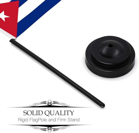 Cuba Deluxe Desk Flag Set - 6 x 4 Inch Miniature Cuban Desktop Flag with 12" Solid Pole - Vivid Color and Fade Resistant - Black Base and Spear Top in Saudi Arabia